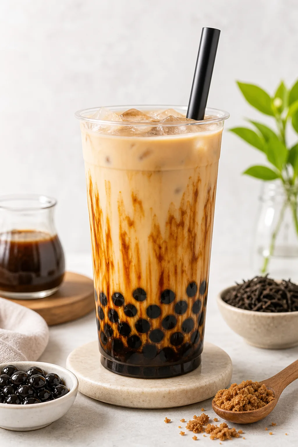 Brown Sugar Milk Tea pinterest hero finished drink for Boba Bloom