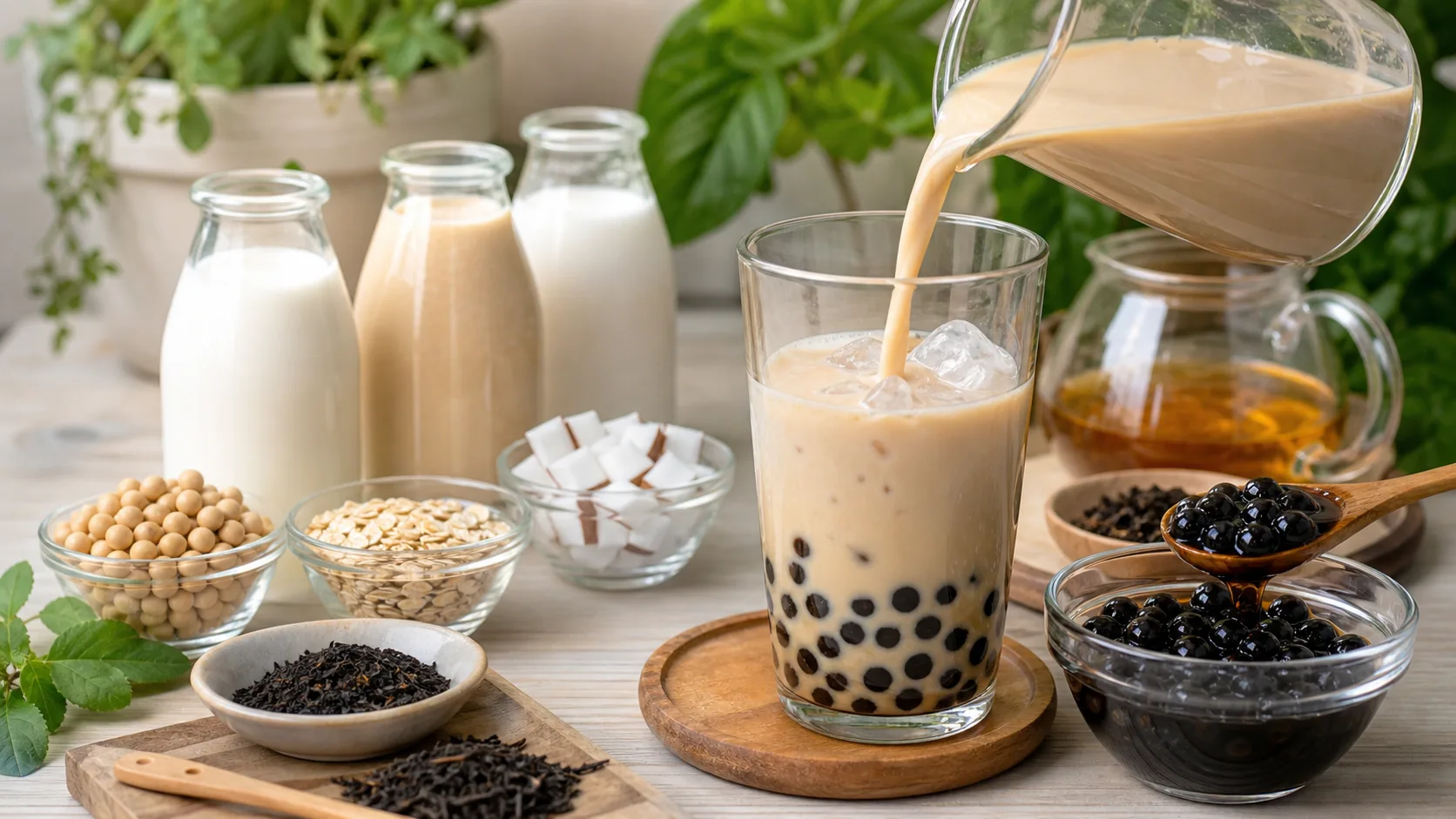 Best Plant Milks for Bubble Tea ingredients and setup