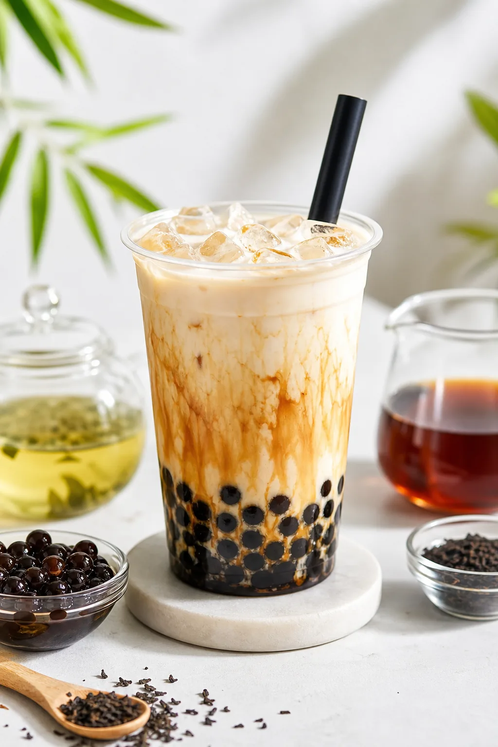 Best Tea for Milk Tea pinterest hero finished drink for Boba Bloom