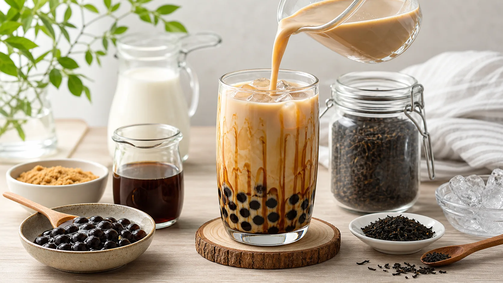 Brown Sugar Milk Tea ingredients and process