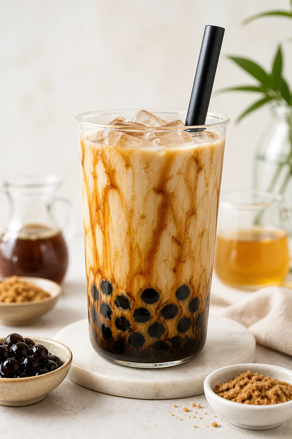 Homemade Brown Sugar Boba pinterest hero finished drink for Boba Bloom