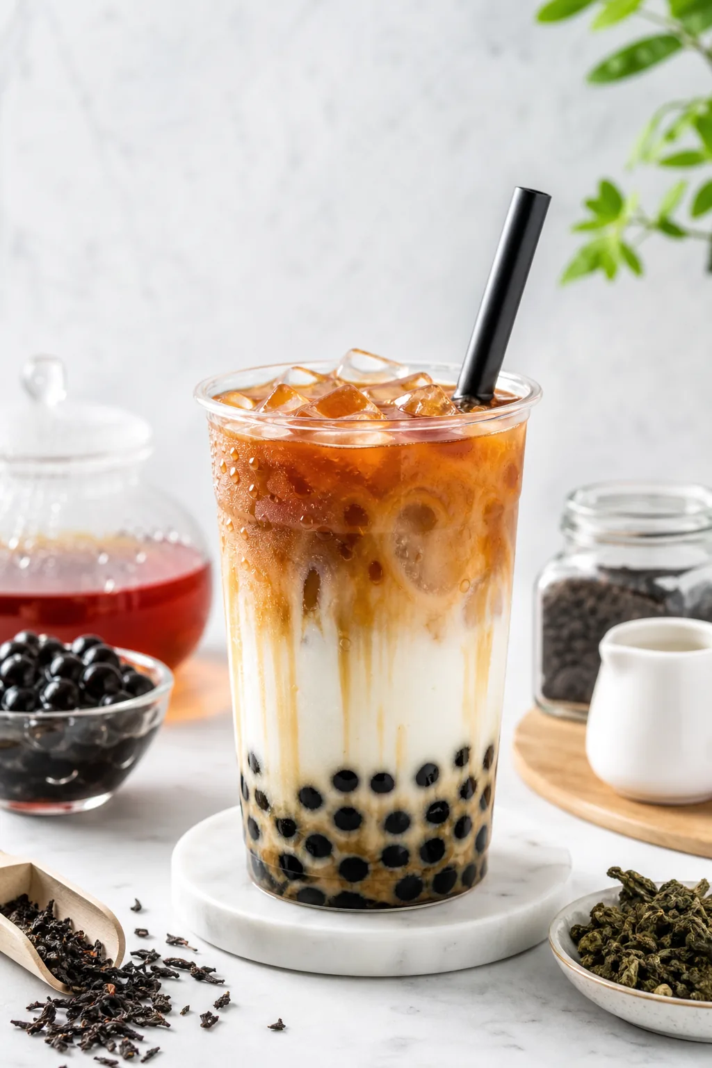 How to Brew Tea for Bubble Tea pinterest hero finished drink for Boba Bloom