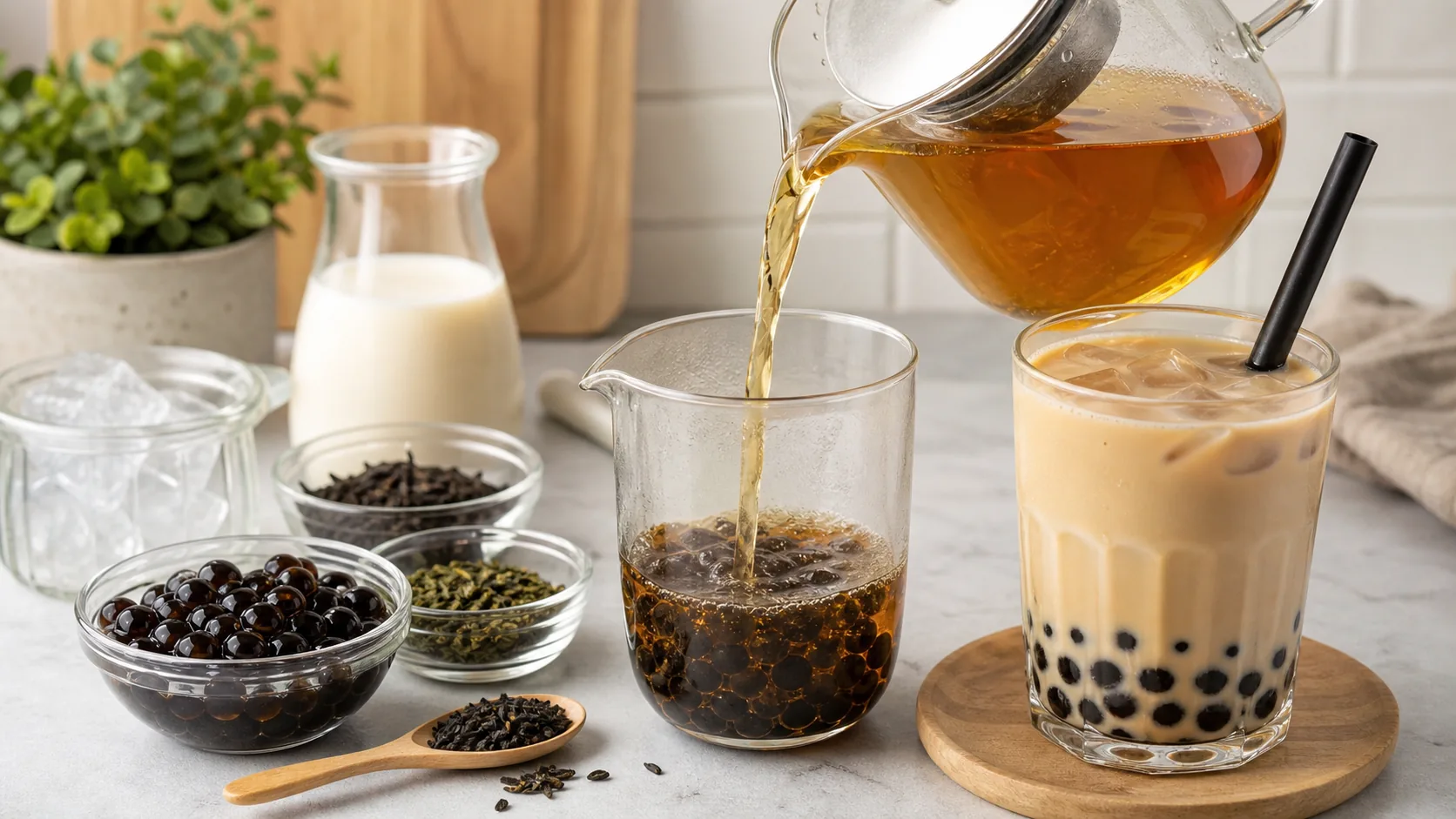 How to Brew Tea for Bubble Tea ingredients and setup