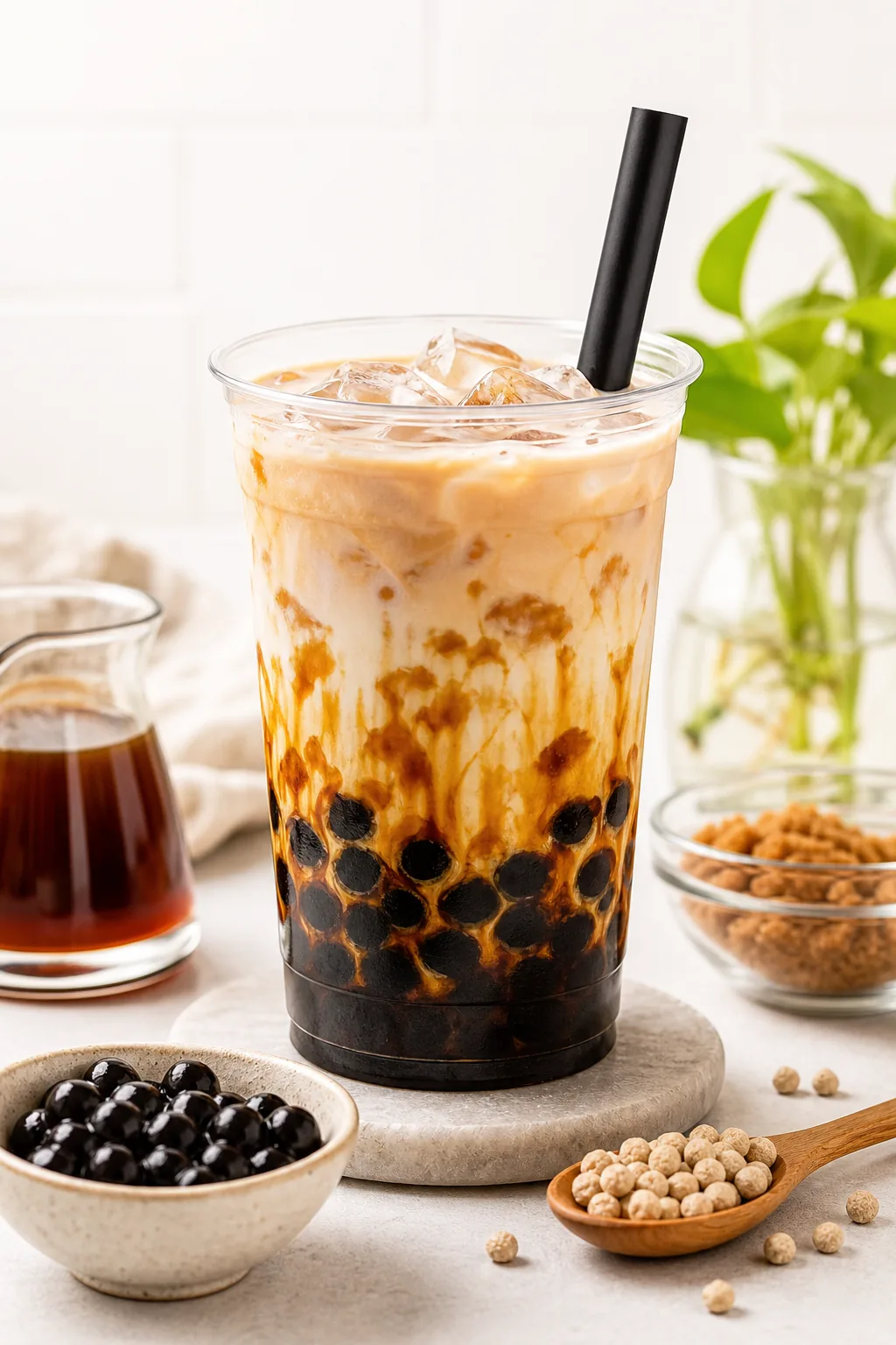 How to Make Boba Pearls pinterest hero finished drink for Boba Bloom