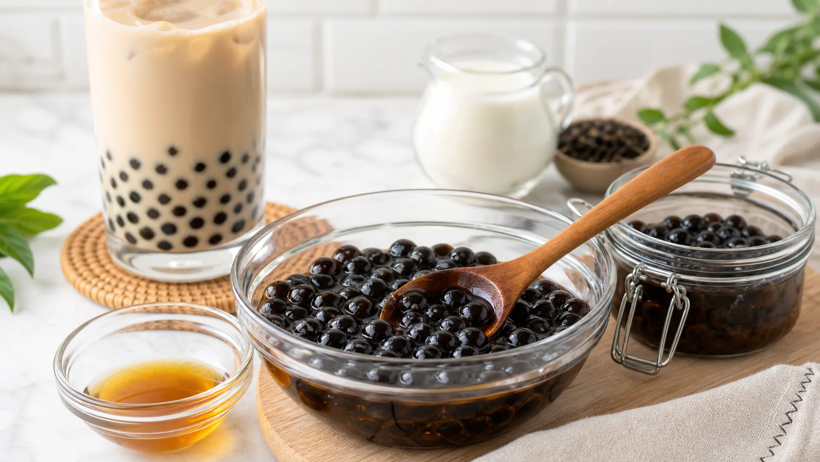 How to Store Cooked Boba Pearls ingredients and setup