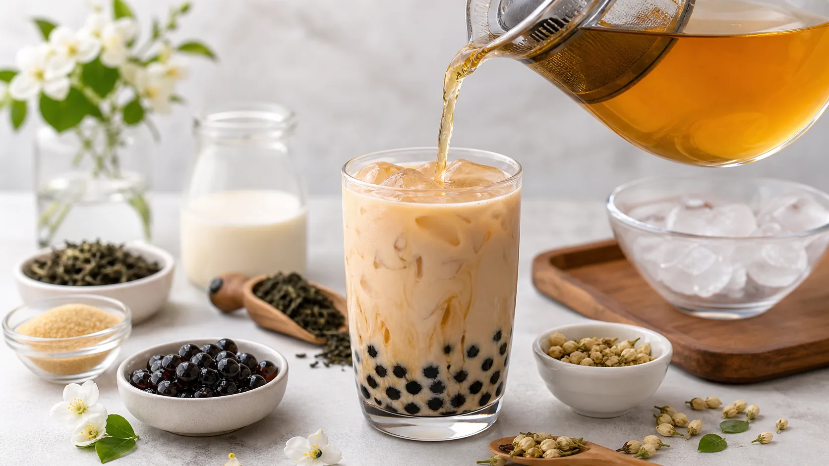 Jasmine Milk Tea ingredients and process