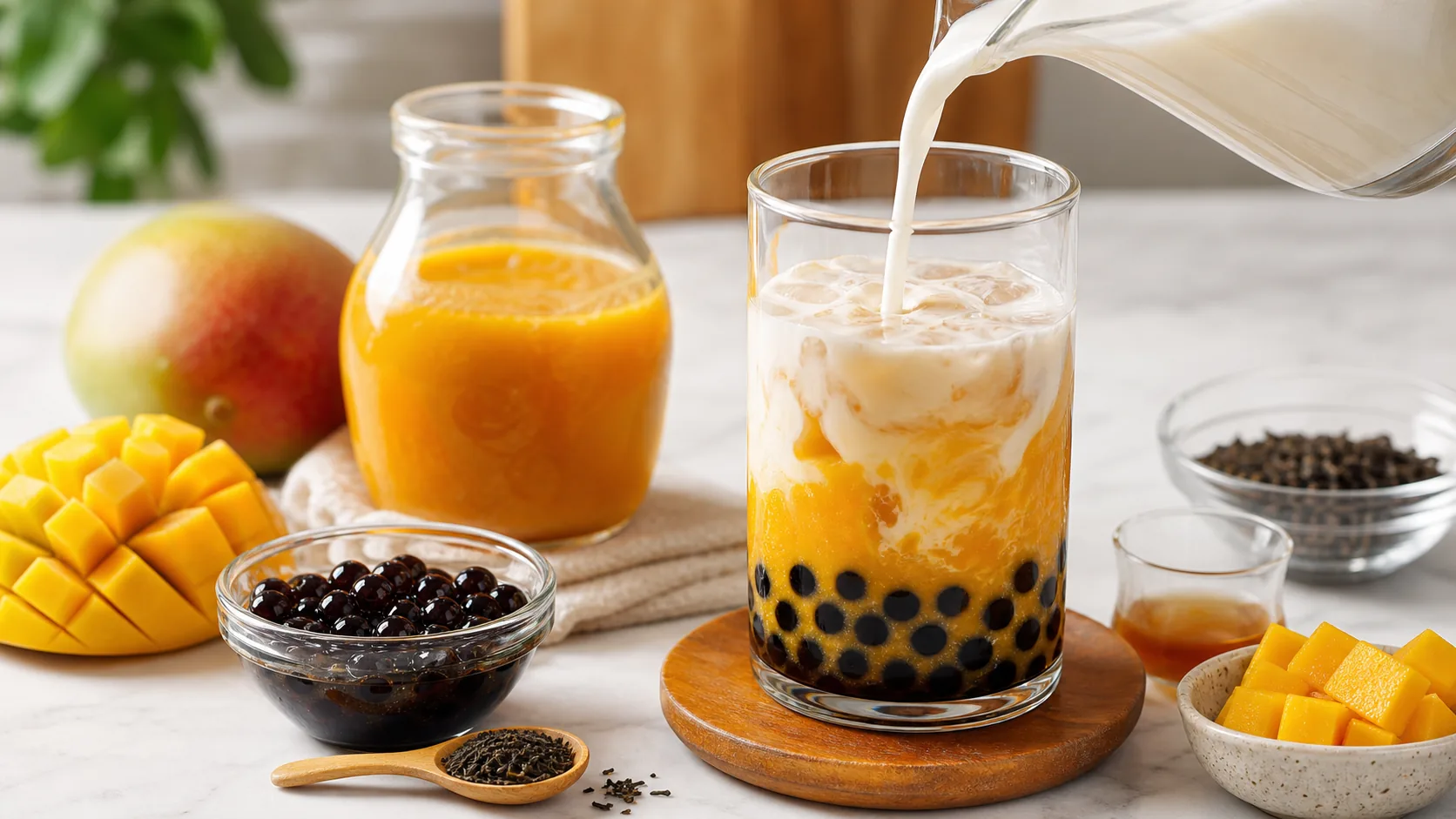 Mango Puree for Boba Drinks ingredients and process