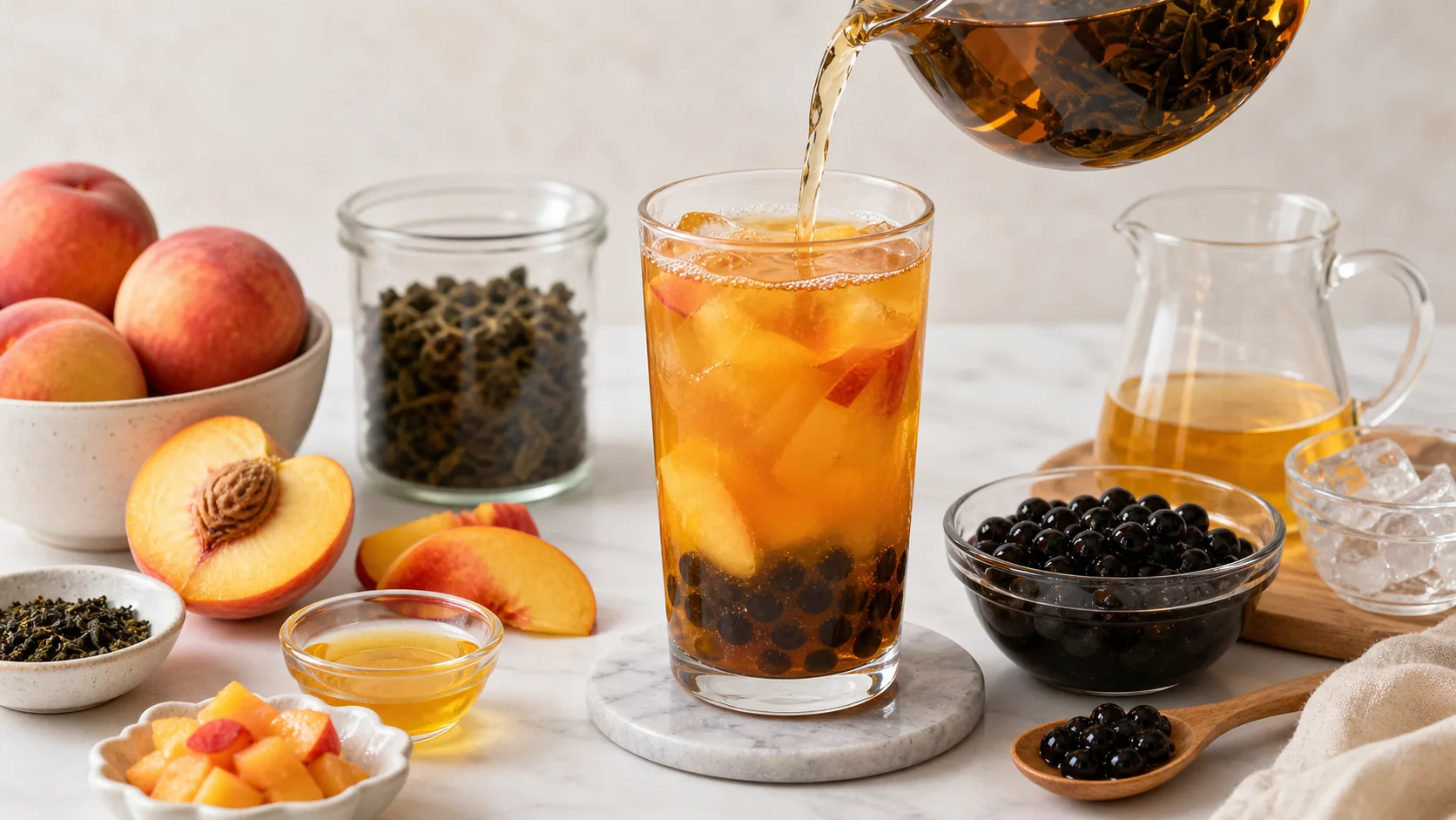 Peach Oolong Fruit Tea ingredients and process