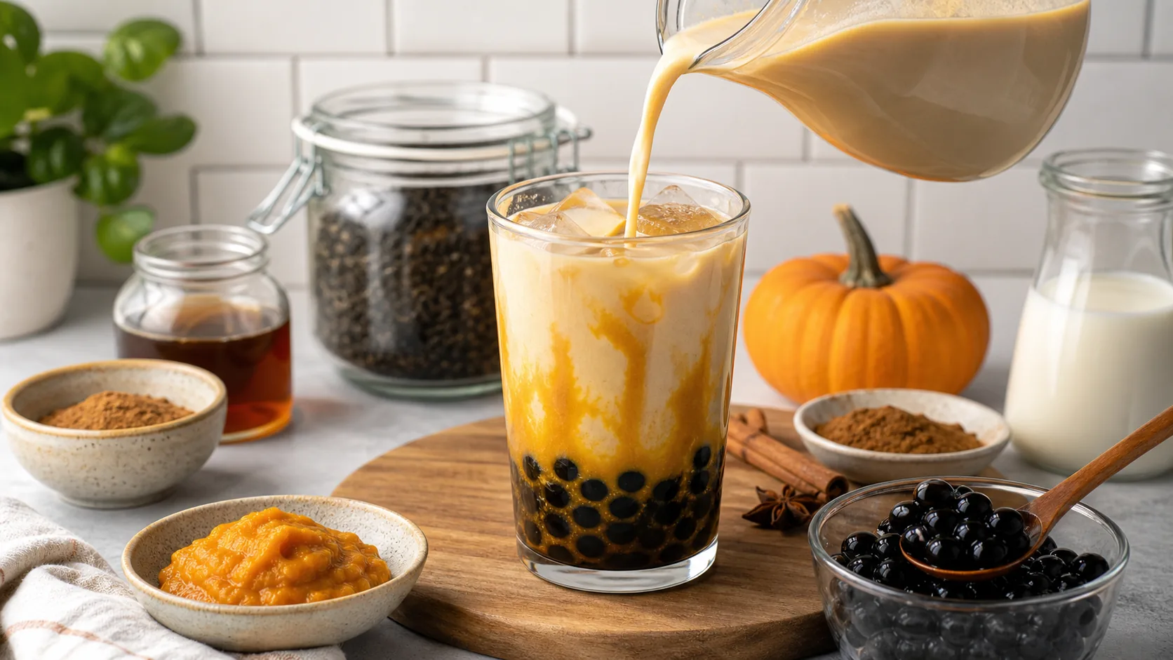 Pumpkin Spice Boba ingredients and process