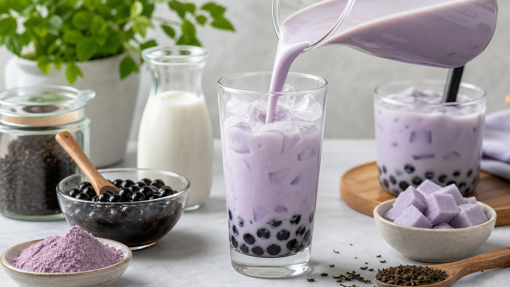 Taro Milk Tea ingredients and process