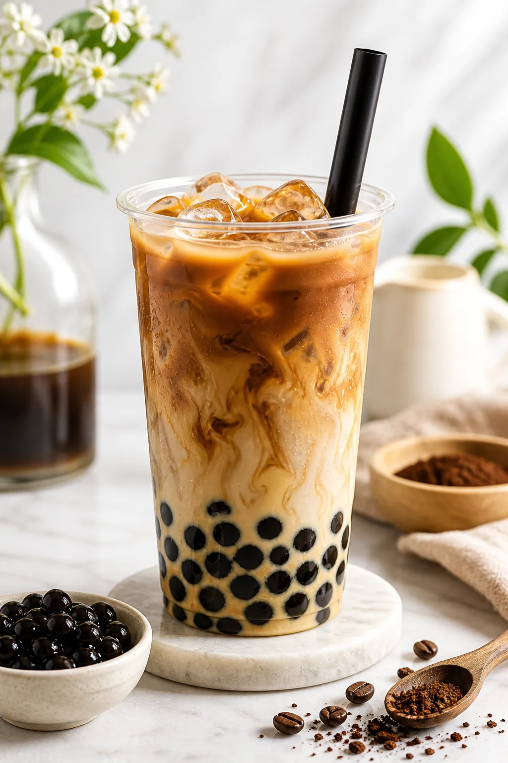 Vietnamese Coffee Boba pinterest hero finished drink for Boba Bloom