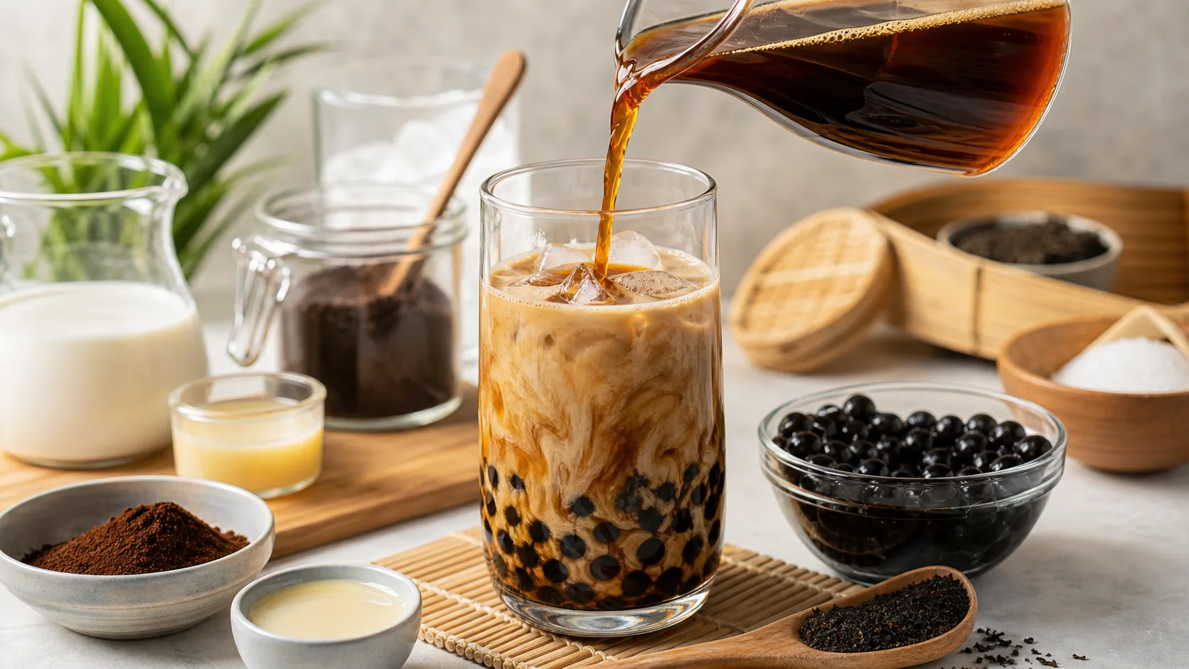 Vietnamese Coffee Boba ingredients and process