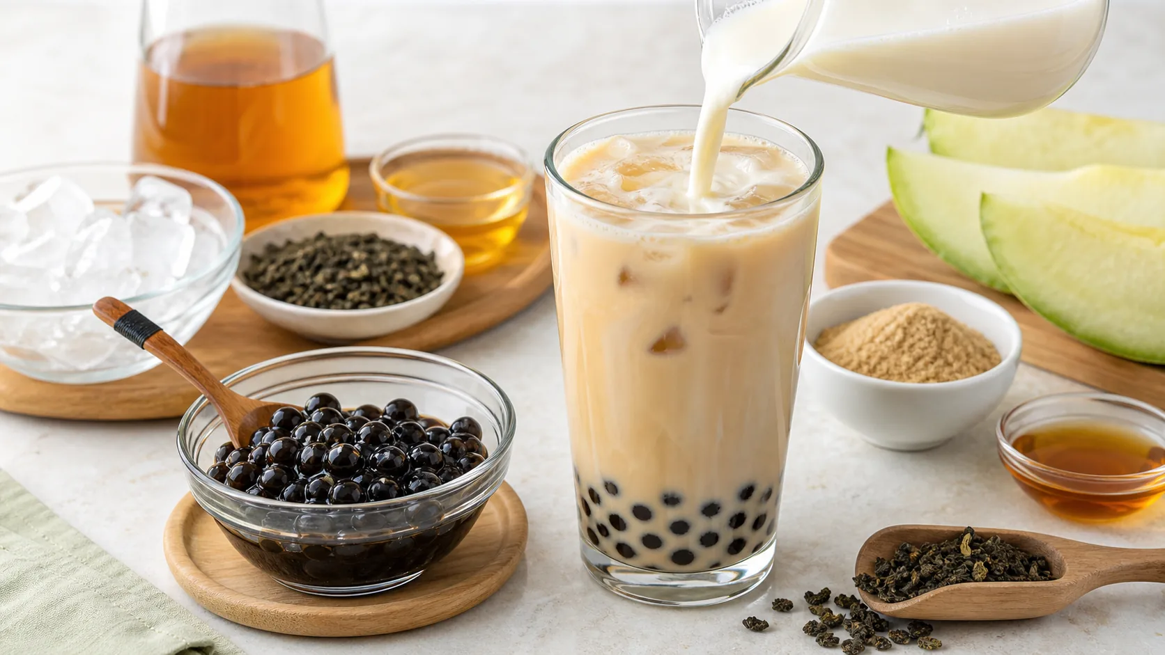 Wintermelon Milk Tea ingredients and process
